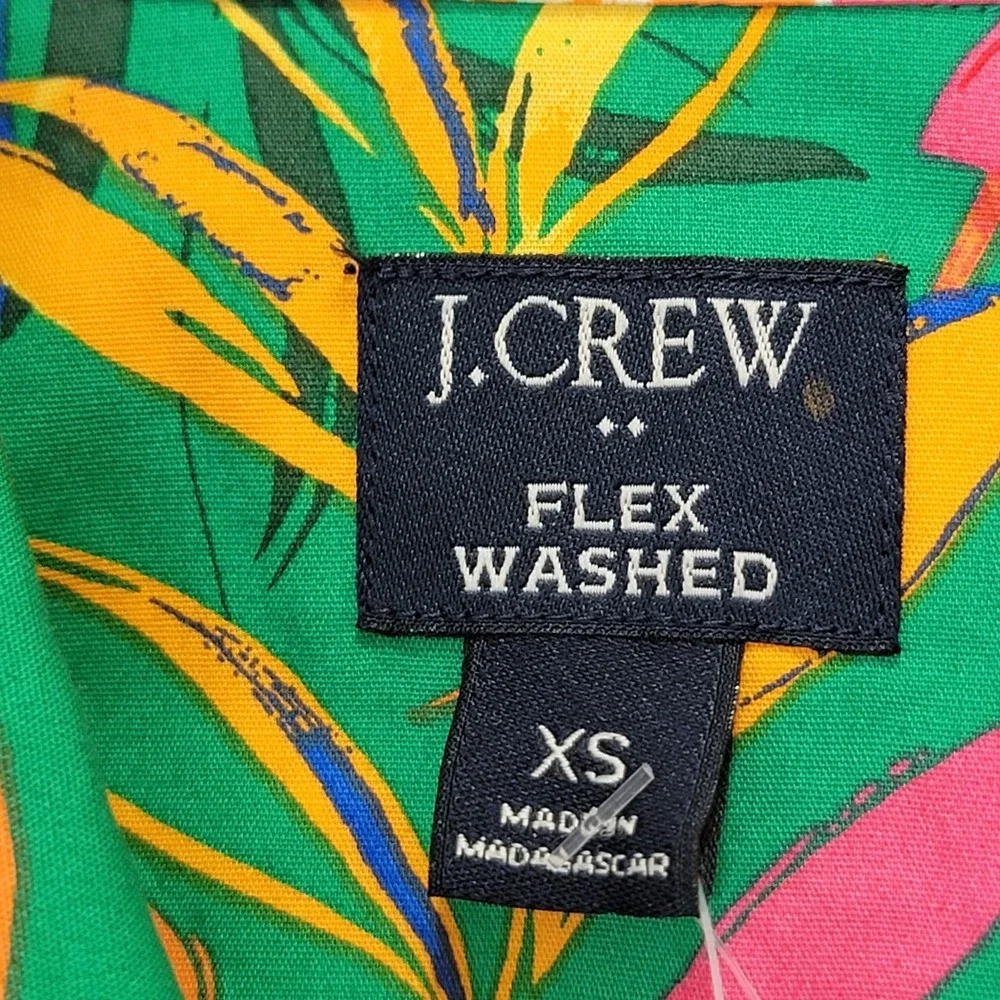 J. Crew Flex Mens Short Sleeve Printed Casual Shirt XS Green Tropical Floral NWT